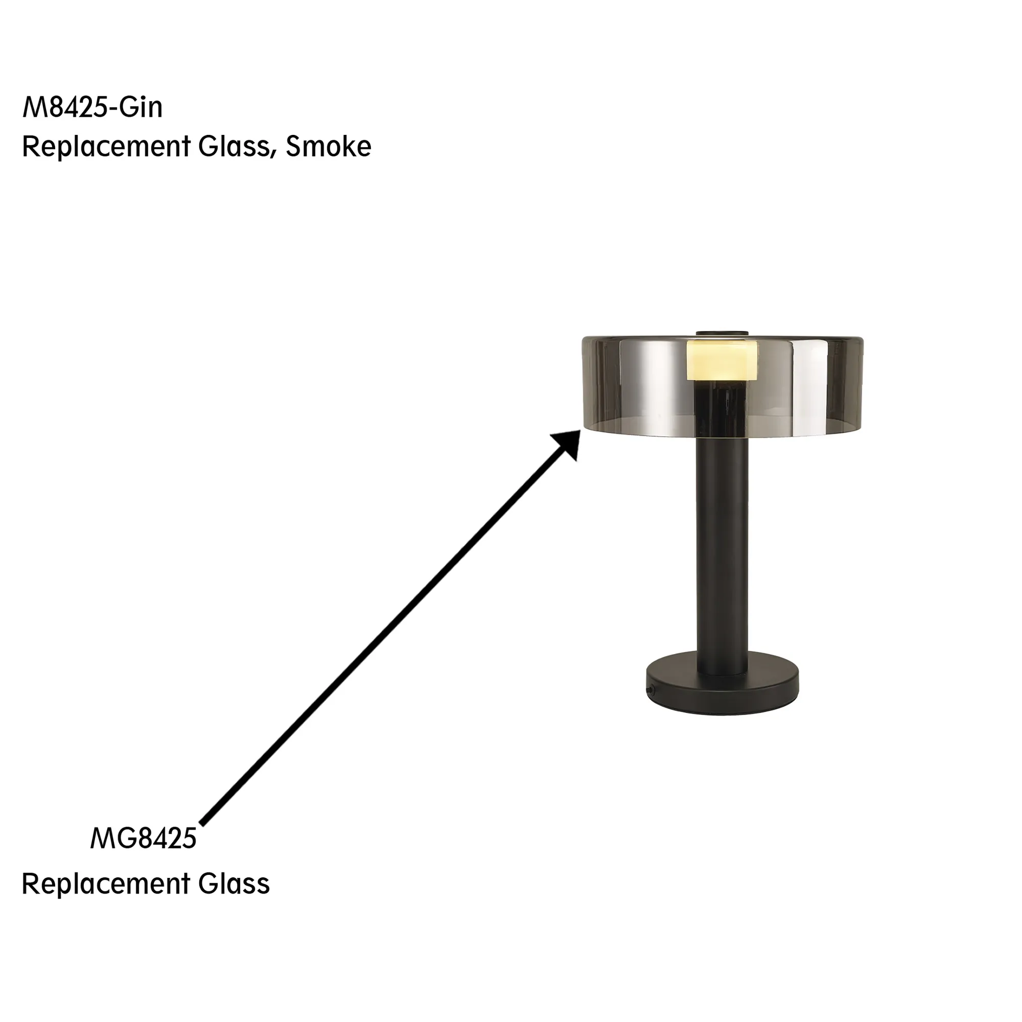 MG8425  Gin 32cm Replacement Glass, Smoke